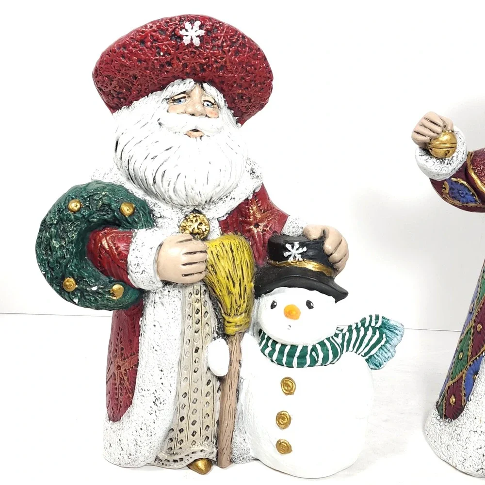 Lot of  2 Vintage Old World Santa's 1998/2000 Ceramic Figure Christmas‎ Decor